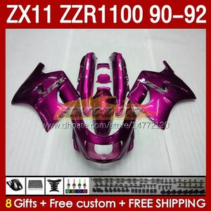 Kawasaki Ninja ZX 11 R 11R ZZR-1100 ZX11 R ZX-11R 1990 1991 1992ボディワーク164NO.141 ZZR 1100 CC ZX-11 R 90-92 ZZR1100 ZX11R 90 91 92フェアライングピンク色の光沢のあるピンク色の光沢のあるZX-11R 1990 1992 1992 1992年のボディワークのABSフェアリングキット
