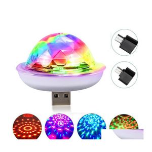 Efeitos de LEDs Mini USB LED Disco DJ Efeitos de est￡gio Luz port￡til Fam￭lia Fam￭lia Ball Colorf Lights Bar Club Efeito L￢mpada celular Lig Otysl