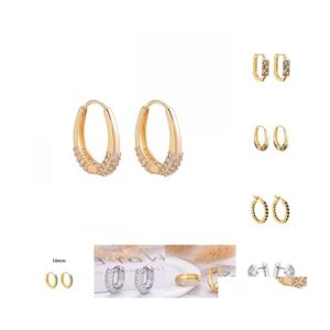 Hoop Huggie Minimalist Geometric Square Crystal Small Hoop örhängen för kvinnor Fashion Gold Color Metal Earring Ear Buckle Jewelry DHMA0