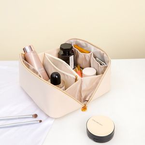 Reise-Kosmetiktasche mit großer Kapazität, tragbar, Make-up-Tasche aus PU-Leder, wasserdicht, für Badezimmer, Kulturbeutel, Multifunktions-Kulturbeutel