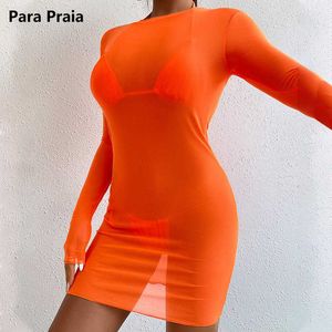 브라스 세트 para praia long sleeve beach cover ups halter 끈 비키니 2023 여성 3 개 수영복 여자 수영복 섹시 목욕복 t221206