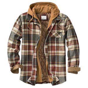メンズジャケットメンズキルティング裏地付き格子縞のシャツを追加するベルベットを追加して、暖かいジャケットを保持するフードチャマラスパラホンブルジャケット221207