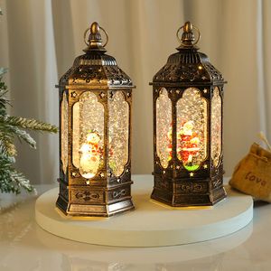 Decorative Objects Figurines Christmas Musical Snow Lantern LEDs Fairy Lights Lamp Decoration Santa Claus Hanging Lighting with Song Gift 221206