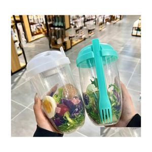 Other Drinkware Drinkware 1L Lightweight Salad Cup Set Stay Healthy Lightweights As Box With Fork Sauce Cups Bottle Salads Lunch Pic Dhahf