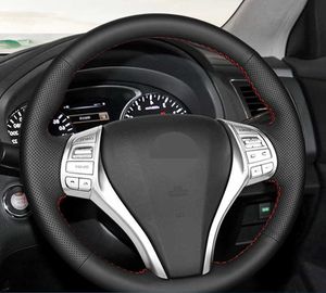 Car Steering Wheel Cover Cowhide Car Accessories For Nissan Teana Altima 2013-2018 Pulsar 2015-2018 X-Trail Qashqai 2014-2017