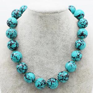 Fashion Jewelry Howlite Green Turquoise Round Facetted 20mm halsband 18 tum