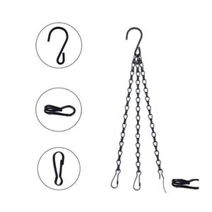 Andra trädgårdsmaterial 3 Point Garden Plant Flower Pot Basket Hanging Chain With Hooks Hanger Chains 438 N2 Drop Delivery Home Patio L DHD4W