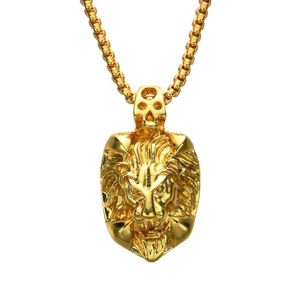hip hop lion head diamond pendant necklaces for men animal luxury necklace Stainless steel Cuban gold chains fashion designer jewe236x