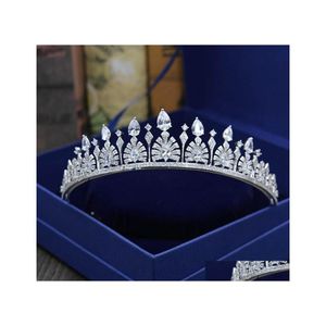 Tiaras brud tiaras kronor med zirkonia smycken flickor kv￤ll prom party performance pageant crystal br￶llop droppe leverans h￥rjewe dhmhr