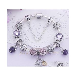 Charm Bracelets 1 Pcs Elegant Women Amethyst Bracelet Shiny Alloy Pendant Bracelets For Mom Nice Gift Mothers Day 8 Style Ship Drop Dh8Pw