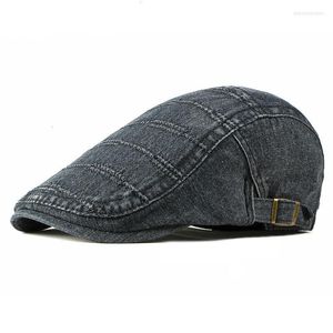 Berets Winter Men Beret Cool Denim Unisex Fashion Casual Short Brim Cap Hat Women Adjustable