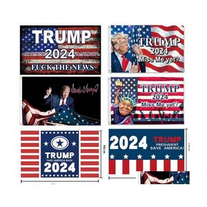 Banner flaggor Design Trump 2024 Save the American Flag Miss Me Yet Campaign Flags Inventory Wholesale Drop Delivery Home Garden Festi Dhdpk