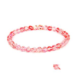 Charmarmband vit blå fasetterad kristallglaspärla armband kvinnor mode gåvor transparent elastisk 6mm pärlband armband smycken dh4n2