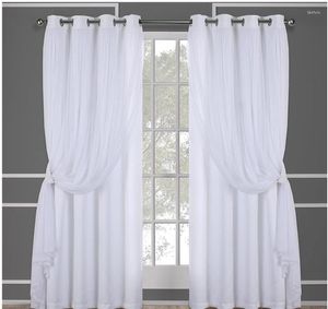 Cortina de cortinas brancas cortinas de janela blecaute sólido em camadas e par de painel transparente com tampo de ilhó