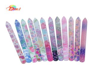 50pcslot Glass Nail File Durable Crystal Nuevo patrón de flores Manicure Files Tool5707412