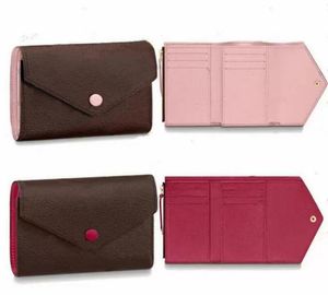 Womens Designer VICTORINE Wallet Brown Flower Leather Fold Purses Men Short Long Card Holder Passport Lady Folded Purse Ladies Coin Pouch M41938