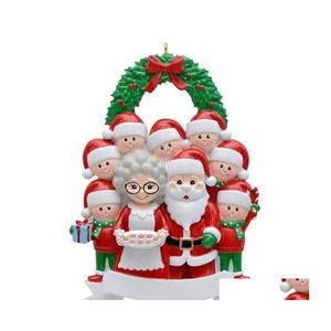 Decorazioni di Natale Us Stock Ciondolo per albero di Natale Modello di cartone animato Personalizzato Nome fai da te Bella famiglia appesa Ornamento in resina Gif Dhe0T