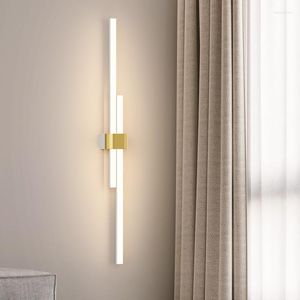 Wall Lamp Modern Large Living Room Fixtures Study Reading Sconces Led Light Bedroom Bedside Eye Protection Long Strip Lampe