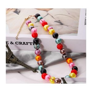 Chokers mticoloured büyük taklit inci pençe kolye kadınlar için vintage colorf plastik boncuk köprü kemiği mücevher düşüşü nec dhouk