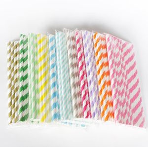 25pcs de papel biodegradável canudos diferentes cores arco-íris papel de listras de papel dicas de gira em massa para sucos de sucos de bebida colorida Sn461