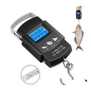 Weighing Scales 50Kg/10G Portable Lcd Electronic Handcranked Fish Weighing Scale With 100Cm Long Retractable Tape Measure Inventory Dhuav