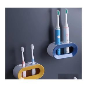 Toothbrush Holders Dual Hole Electric Toothbrush Holder No Punch Storage Rack Bathroom Accessories Organizer Inventory Wholesale Dro Dhald