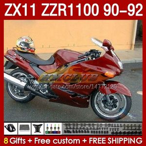 Zestaw Fairings dla Kawasaki Ninja ZX 11 R 11r ZX-11 R Red Blossy ZZR1100 ZZR 1100 CC Body 164NO.38 ZX11 R 90-92 ZX-11R ZZR-1100 ZX11R 90 91 92 1990 1991 1992 ABS Full Fairing