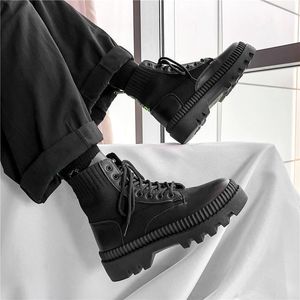 Boots Leather Sock Men s tornozelo masculino para homens tênis outono inverno vintage clássico masculino casual calçado 221207