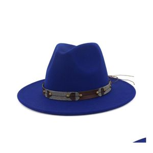 Wide Brim Hats Bucket Hats Vintage Classic Wide Brim Wool Felt Fedora Men Woman Panama Hat Leisure Jazz Formal Chapeau Trilby Leat Dhemq