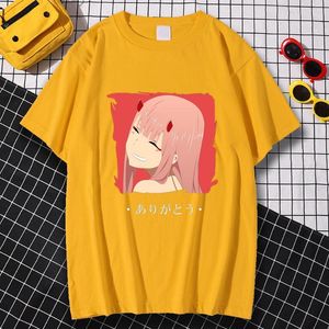 Men's T Shirts Short Sleeve Fashion Man Tees Shirt Large Size T-shirts Cartoons Anime Zero Two Printing Tops Casual Crewneck Male