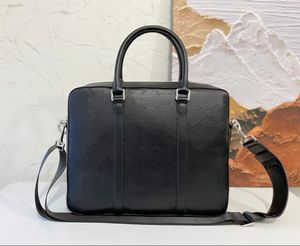 Mężczyzn torebki biznesowe oryginalne skórzane reliefowe litery Rzeźby teczka luksusowy projektant torby laptopa lustra jakość torbów na ramię czarna szara g tor 37 cm