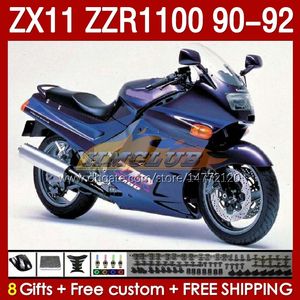 Fairings Kit For KAWASAKI NINJA ZX 11 R 11R ZX-11 R ZZR1100 ZZR 1100 CC Body 164No.41 ZX11 R 90-92 ZX-11R ZZR-1100 ZX11R 90 91 92 1990 1991 1992 ABS Full Fairing blue factory