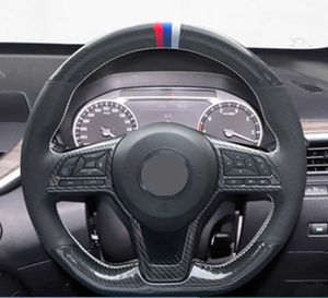Customized Car Steering Wheel Cover Carbon Fiber Car Accessories For Nissan X-Trail Qashqai Rogue 2017-2021 Altima 2019-2021