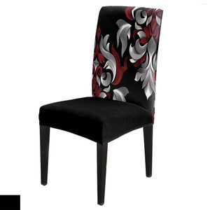 Chair Covers Baroque Abstract Flowers Dining Cover 4/6/8PCS Spandex Elastic Slipcover Case For Wedding El Banquet Room