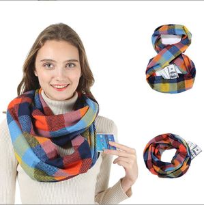 Lenços xadrez de infinito xadrez de gola de bolso de zíper de inverno, imitação de caxemira de caxemira shawl women home designer grade colares de outono winters grossa lenço quente bc199