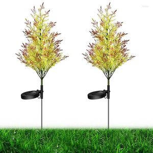 Decorative Flowers Solar Pine Tree Lights 2 Pack Garden Stakes Outdoor Decor Waterproof Multi Color For Patio Yard Pathway