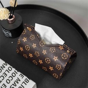 Fashion Living Room Restaurant Tissue Boxes Decoration Supplies PU Designers Letters Printed Creative Car Pumping Carton Home Table Towel Box