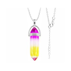 Pendants European And American Fashion Jewelry Crystal Hexagonal Column Pendant Natural Stone Double Pointed Columns Necklace Quartz Dhz7V