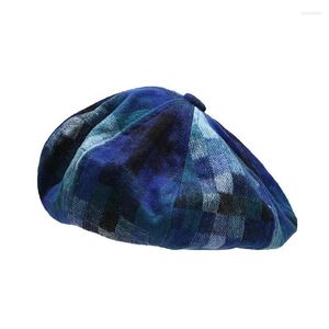 Berets Retro Plaid Cloud Cap Women Autumn Winter Korean Version Big Head Circumference Painter Hat Beret Artist Pumpkin Gorros