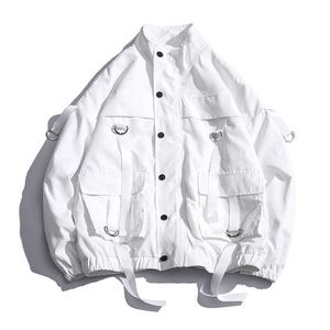 Men's Jackets 2022 Men Military Jacket Coats Casual Windbreaker Ribbons Pockets Men's Overalls Bomber Jacket Hip Hop Streetwear Man Outwear T221208