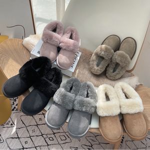 Slippers winter dames buiten schapenvacht slippers luxe outdoor real wol laarzen buiten slipper echte platte schapen vacht vrouwelijke schoenen 221207