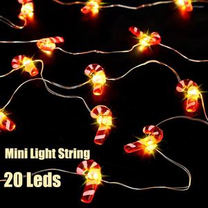 Strings Classic Xmas Series LED Fairy String Lamp Powered Candy Crutch Bell Garland Light Home Ornament Kids Room Christmas Decorative