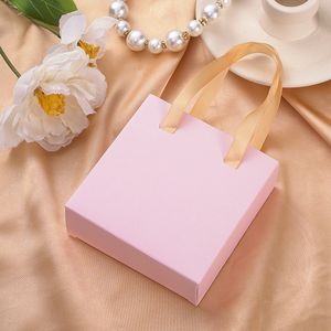 Paper Drawer Jewelry Box with Handle for Portable Ring Earrings Necklace Jewelrys Packageing Organizer Case Gifts Box