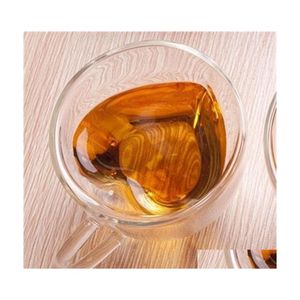 Bicchieri Love Heart Cup Vetro Double Deck Caffè con manico Tazza Tè Succo di frutta Acqua Tumber Resistente al calore 7 5Am2 F2 Drop Delivery Dhjls