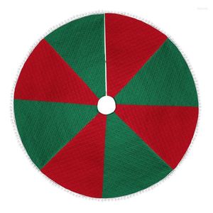 ベッドサイズのためのクリスマスデコレーションブランケット赤と緑のステッチ木のスカート編み布