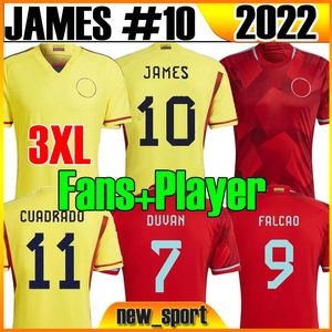 XXXL 22 23 Kolumbia #10 James Soccer Jerseys Fan Player National Team 2022 2023 Yellow Home Red Away #9 Falcao #11 Koszulka Cuadrad Guarinrama Valderrama Football Shirt