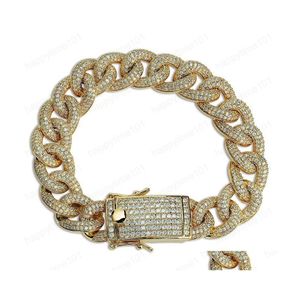 Chain Fl Diamond Chains Men Hip Hop Link Chain 14K Gold Plating Jewelry Bling Cubic Zirconia Iced Out Hiphop Bracelets Drop Delivery Dhaog