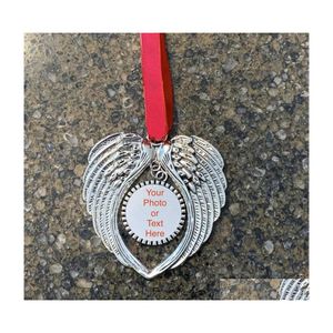 Christmas Decorations Sublimation Blanks Christmas Ornament Decorations Angel Wings Shape Blank Add Your Own Image And Background Yj Dhu2L
