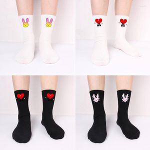 Women Socks Funny Bad Bunny Black White Long Tube Cotton Sockings Cosplay Knitted Autumn Winter Breathable Sports