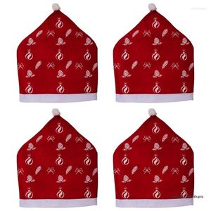 Stol täcker 4st/set Santa Hat Elastic Slipcovers för julfestbankett